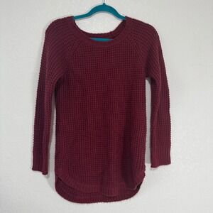 Pink Rose Women's Burgundy‎ Waffle Knit Crew Neck Sweater Size M